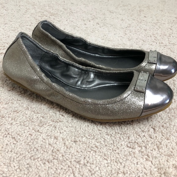 Coach Marsi Pewter/Silver Ballet Flats Sz 7 - Picture 4 of 6